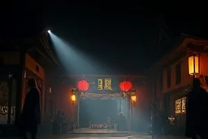 深夜码头的雾灯与雨幕，影视主视觉横版海报
